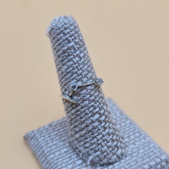 Size 6.75 Sterling Silver Abstract Cubic Zirconia Gems Ring A5020 - Picture 3 of 9